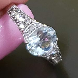 LeVian 14k wg aquamarine chocolate/vanilla dia rg